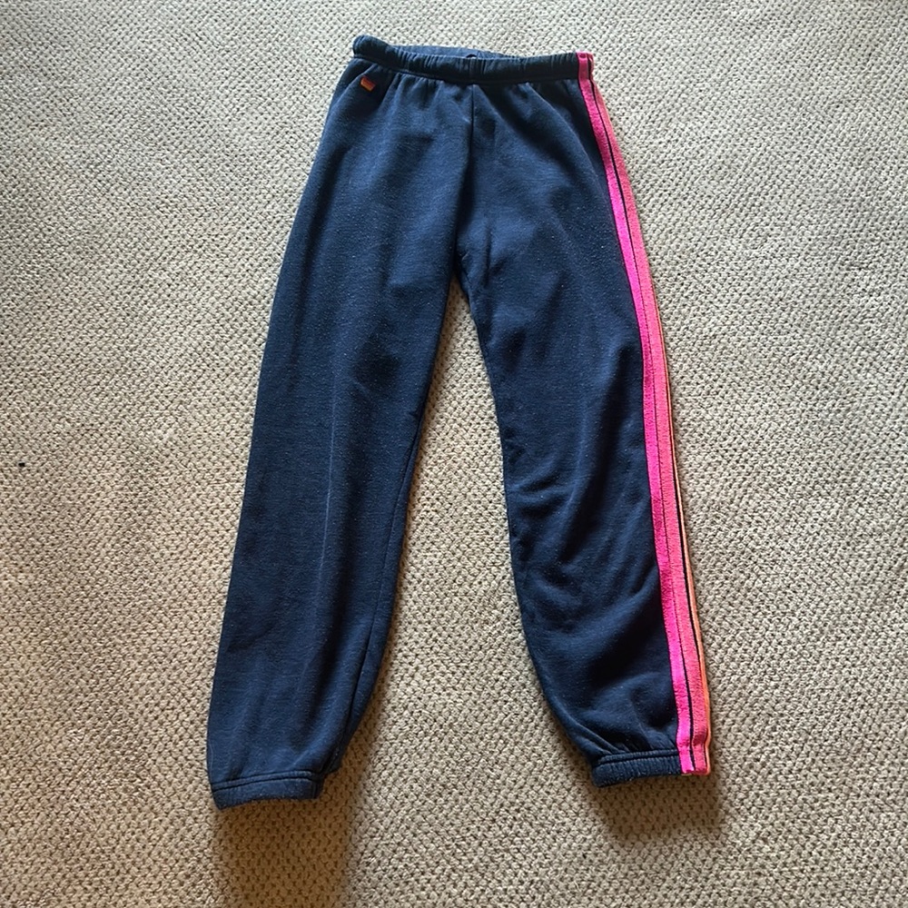 navy 5 stripe aviator nation sweatpants